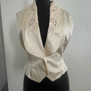 Chic Cream Silk Embroidered Women's Blouse